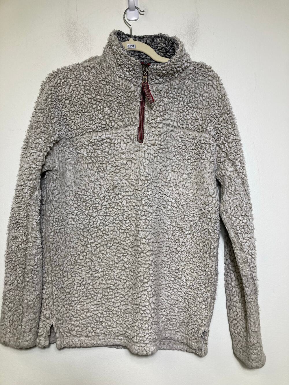 True Grit Grey Long Sleeve Sherpa Quarter Zip Pullover Sz XS
